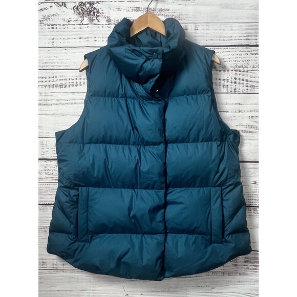 Athleta Downtown Down Puffer Vest Women’s XL Teal Full Zip - Picture 1 of 10